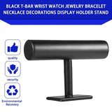 Black Velvet/Leather T Bar Jewelry Rack