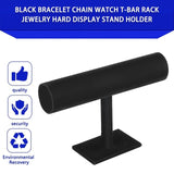 Black Velvet/Leather T Bar Jewelry Rack