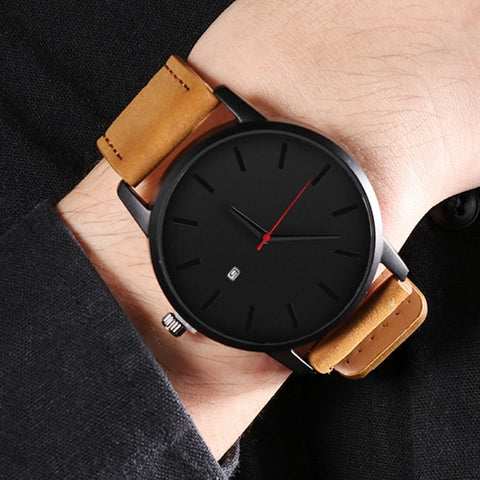 Men's Watches Fashion Leather Quartz