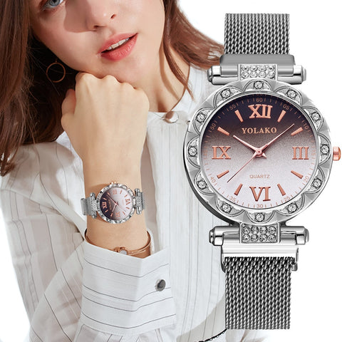 YOLAKO quartz Roman dial watch stainless steel