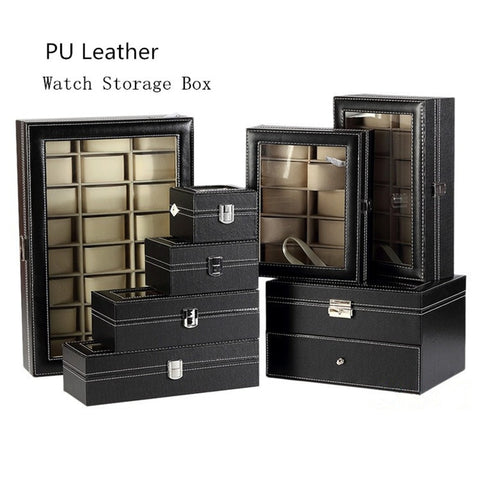 Wholesale PU Leather Watch Box Black
